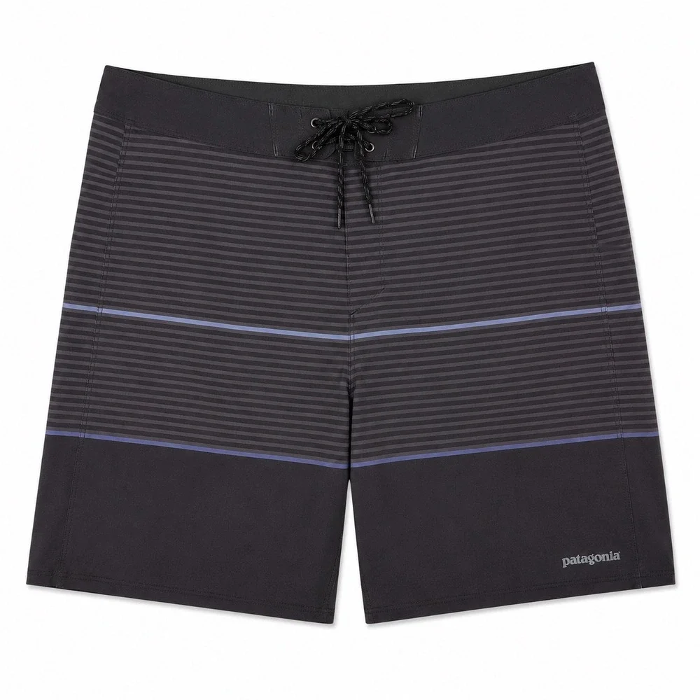 Patagonia Hydro Series Board Shorts Mens Size 34 Gray Striped Surf Swim Beach